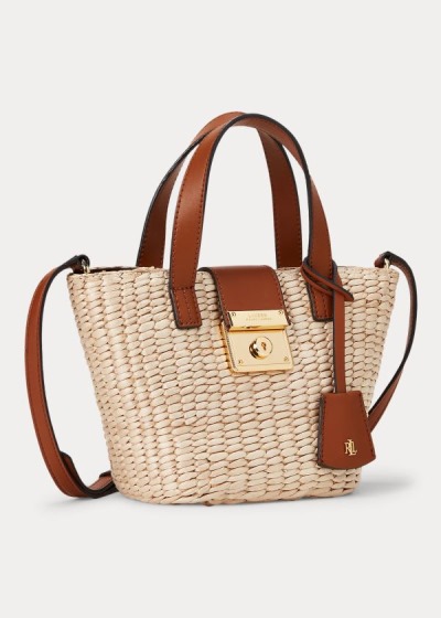 Ralph Lauren Straw Mini Reese Tote Bag Dame Danmark (UPZON0968)